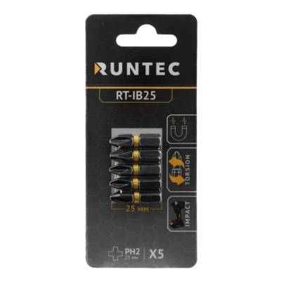 Бита ударная RUNTEC H6.35 25мм PH2 5шт  RUNTEC RT-IB25