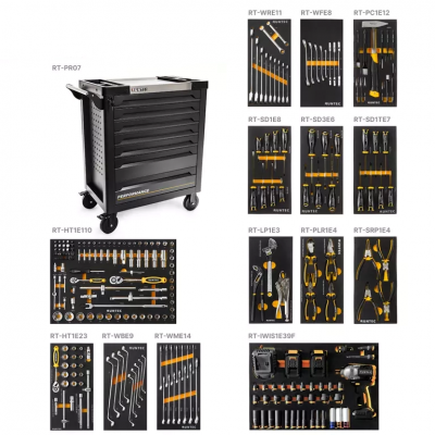 Тележка инструментальная 7 полочная Performance с аккумуляторным гайковертом и комплектом инструмента, 259 предметов