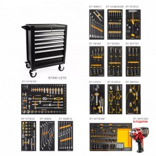 Тележка инструментальная Limited Edition 7 полочная Industrial серая с комплектом инструмента, 298 предметов Тележка инструментальная Limited Edition 7 полочная Industrial серая с комплектом инструмента, 298 предметов