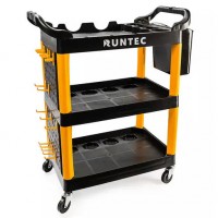 Тележка с тремя открытыми полками (перфорированная боковина с крючками), черная Тележка с тремя открытыми полками (перфорированная боковина с крючками), черная