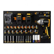 Набор с аккумуляторным гайковертом, ударными головками и аксессуарами 1/2", 8-32 мм, CrMo в ложементе EVA, 39 пр.