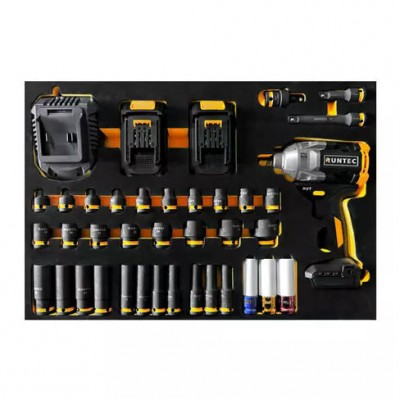 Набор с аккумуляторным гайковертом, ударными головками и аксессуарами 1/2", 8-32 мм, CrMo в ложементе EVA, 39 пр.