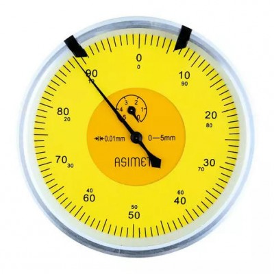 Индикатор часового типа ИЧ 0-5 мм, 0,01 мм, с горизонтальным расположением шкалы  ASIMETO 422-13-2