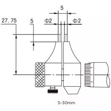Двухточечный микрометрический нутромер нониус 0,01 мм, 5-30 мм