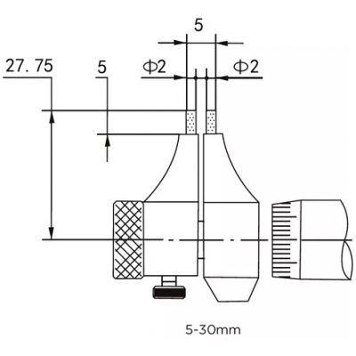 Двухточечный микрометрический нутромер нониус 0,01 мм, 5-30 мм  ASIMETO 203-01-0