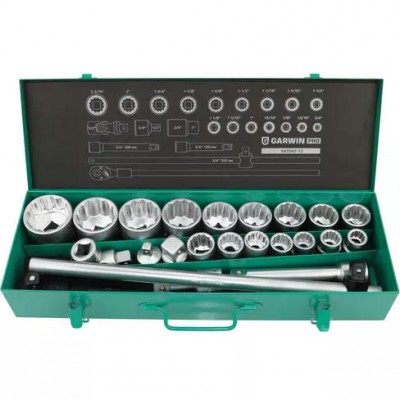 Набор торцевых головок дюймовых 3/4" 12 гр., 3/4"- 2", 23 пр.