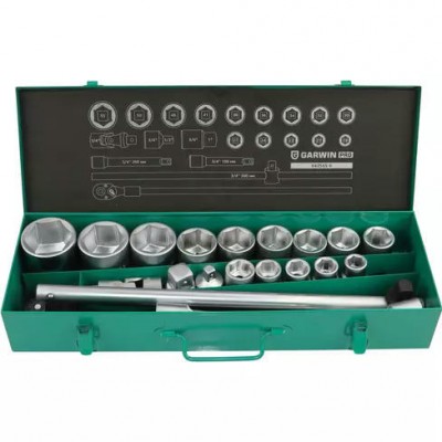 Набор торцевых головок 3/4" 6 гр., 19-55 мм, 21 пр.