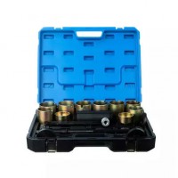 Съемник-запрессовщик сайлентблоков гидравлический 18 т, с комплектом оправок D 26-87 мм и болтами М10, М12, М14, М16 Съемник-запрессовщик сайлентблоков гидравлический 18 т, с комплектом оправок D 26-87 мм и болтами М10, М12, М14, М16