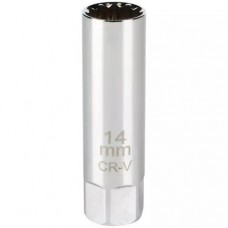 Головка, 3/8", 14 мм, торцевая, 12-гранная, глубокая, тонкостенная, свечная