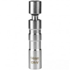 Головка, 3/8", 14 мм, торцевая, 12-гранная, глубокая, шарнирная, свечная Головка, 3/8", 14 мм, торцевая, 12-гранная, глубокая, шарнирная, свечная