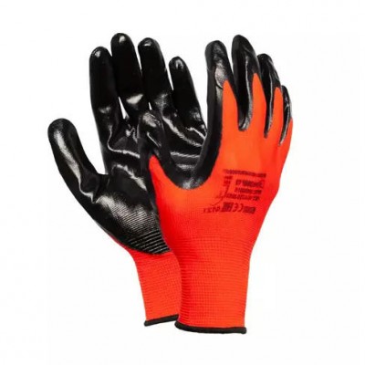 Перчатки нейлоновые с нитрилом 10,5 размер, красные