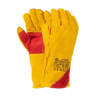 Краги спилковые комбинированные утеплённые