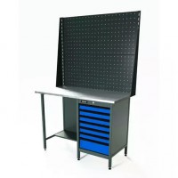 Верстак серии Standart, 1200 мм, оцинк, тумба с 7-ю ящиками, экран 1000, синий RAL 5005 Верстак серии Standart, 1200 мм, оцинк, тумба с 7-ю ящиками, экран 1000, синий RAL 5005