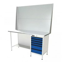 Верстак серии Standart, 1600 мм, оцинк, тумба с 6-ю ящиками, экран 1000, синий (светло-серый) RAL 5005 (7035) Верстак серии Standart, 1600 мм, оцинк, тумба с 6-ю ящиками, экран 1000, синий (светло-серый) RAL 5005 (7035)