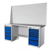 Верстак серии Industrial, 2000 мм, оцинк, тумба с 4-мя ящиками + тумба с 6-ю ящиками, экран 1000, синий (светло-серый) R Верстак серии Industrial, 2000 мм, оцинк, тумба с 4-мя ящиками + тумба с 6-ю ящиками, экран 1000, синий (светло-серый) R