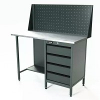 Верстак серии Standart, 1200 мм, оцинк, тумба с 4-мя ящиками, экран 500, серый RAL 7016 Верстак серии Standart, 1200 мм, оцинк, тумба с 4-мя ящиками, экран 500, серый RAL 7016