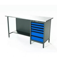 Верстак серии Standart, 1600 мм, оцинк, тумба с 6-ю ящиками, синий RAL 5005 Верстак серии Standart, 1600 мм, оцинк, тумба с 6-ю ящиками, синий RAL 5005