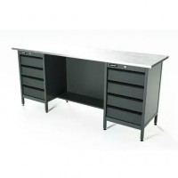 Верстак серии Standart, 2000 мм, оцинк, тумба с 4-мя ящиками + тумба с 4-мя ящиками, серый RAL 7016 Верстак серии Standart, 2000 мм, оцинк, тумба с 4-мя ящиками + тумба с 4-мя ящиками, серый RAL 7016