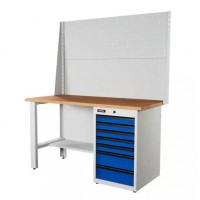 Верстак серии Industrial, 1500 мм, фанера, тумба с 7-ю ящиками, экран 1000, синий (светло-серый) RAL 5005 (7035) Верстак серии Industrial, 1500 мм, фанера, тумба с 7-ю ящиками, экран 1000, синий (светло-серый) RAL 5005 (7035)