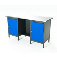 Верстак серии Standart, 1600 мм, оцинк, тумба с дверью + тумба с дверью, синий RAL 5005 Верстак серии Standart, 1600 мм, оцинк, тумба с дверью + тумба с дверью, синий RAL 5005