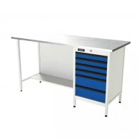 Верстак серии Standart, 1600 мм, оцинк, тумба с 6-ю ящиками, синий (светло-серый) RAL 5005 (7035) Верстак серии Standart, 1600 мм, оцинк, тумба с 6-ю ящиками, синий (светло-серый) RAL 5005 (7035)