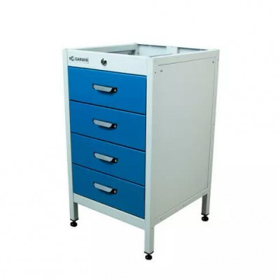 Тумба 4 ящика Standart, без крышки, светло-серый каркас, светло-синие ящики, 7035+5015  GARWIN PRO MST-T4-7035-5015 Тумба 4 ящика Standart, без крышки, светло-серый каркас, светло-синие ящики, 7035+5015  GARWIN PRO MST-T4-7035-5015
