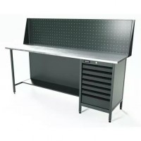 Верстак серии Standart, 2000 мм, оцинк, тумба с 7-ю ящиками, экран 500, серый RAL 7016 Верстак серии Standart, 2000 мм, оцинк, тумба с 7-ю ящиками, экран 500, серый RAL 7016