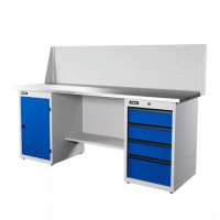 Верстак серии Industrial, 2000 мм, оцинк, тумба с дверью + тумба с 4-мя ящиками, экран 500, синий (светло-серый) RAL 500 Верстак серии Industrial, 2000 мм, оцинк, тумба с дверью + тумба с 4-мя ящиками, экран 500, синий (светло-серый) RAL 500