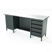 Верстак серии Standart, 2000 мм, оцинк, тумба с дверью + тумба с 4-мя ящиками, серый RAL 7016 Верстак серии Standart, 2000 мм, оцинк, тумба с дверью + тумба с 4-мя ящиками, серый RAL 7016