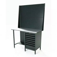 Верстак серии Standart, 1200 мм, оцинк, тумба с 7-ю ящиками, экран 1000, серый RAL 7016 Верстак серии Standart, 1200 мм, оцинк, тумба с 7-ю ящиками, экран 1000, серый RAL 7016