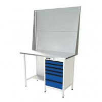 Верстак серии Standart, 1200 мм, оцинк, тумба с 6-ю ящиками, экран 1000, синий (светло-серый) RAL 5005 (7035) Верстак серии Standart, 1200 мм, оцинк, тумба с 6-ю ящиками, экран 1000, синий (светло-серый) RAL 5005 (7035)