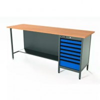 Верстак серии Standart, 2000 мм, фанера, тумба с 7-ю ящиками, синий RAL 5005 Верстак серии Standart, 2000 мм, фанера, тумба с 7-ю ящиками, синий RAL 5005