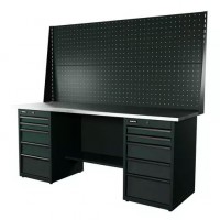 Верстак серии Industrial, 2000 мм, оцинк, тумба с 5-ю ящиками + тумба с 5-ю ящиками, экран 1000, серый RAL 7016 Верстак серии Industrial, 2000 мм, оцинк, тумба с 5-ю ящиками + тумба с 5-ю ящиками, экран 1000, серый RAL 7016