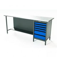 Верстак серии Standart, 2000 мм, оцинк, тумба с 6-ю ящиками, синий RAL 5005 Верстак серии Standart, 2000 мм, оцинк, тумба с 6-ю ящиками, синий RAL 5005