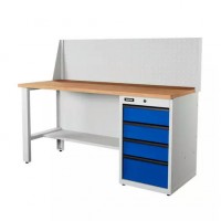 Верстак серии Industrial, 1700 мм, фанера, тумба с 4-мя ящиками, экран 500, синий (светло-серый) RAL 5005 (7035) Верстак серии Industrial, 1700 мм, фанера, тумба с 4-мя ящиками, экран 500, синий (светло-серый) RAL 5005 (7035)