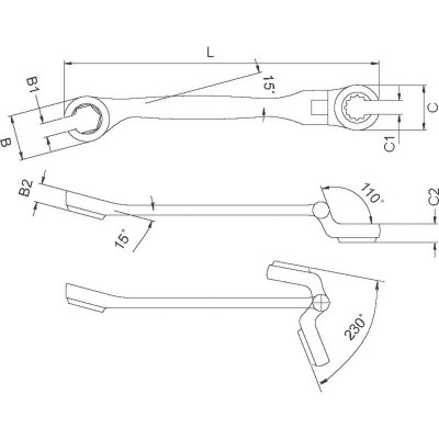 Licota AWT-FXF0909 Ключ разрезной с полукарданом 9х9 мм