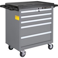 Licota AWX-2602GTS Тележка инструментальная, 5 полок, пласт. столешница, серая