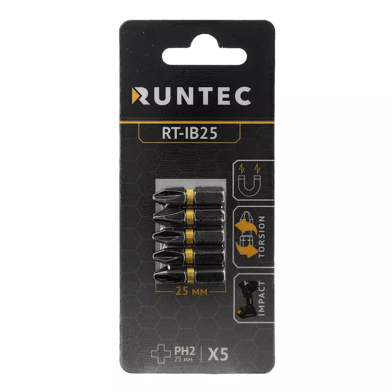 Бита ударная RUNTEC H6.35 25мм PH2 5шт