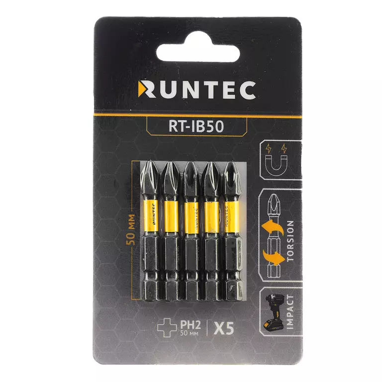 Бита ударная RUNTEC H6.35 50мм PH2 5шт
