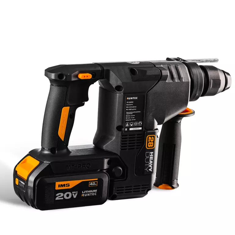Перфоратор аккумуляторный RUNTEC PRO 2.9Дж, 20В, 2*4Ач, 850Вт