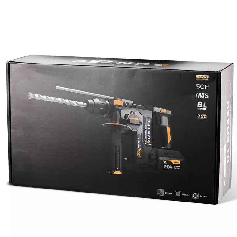 Перфоратор аккумуляторный RUNTEC PRO 2.9Дж, 20В, 2*4Ач, 850Вт