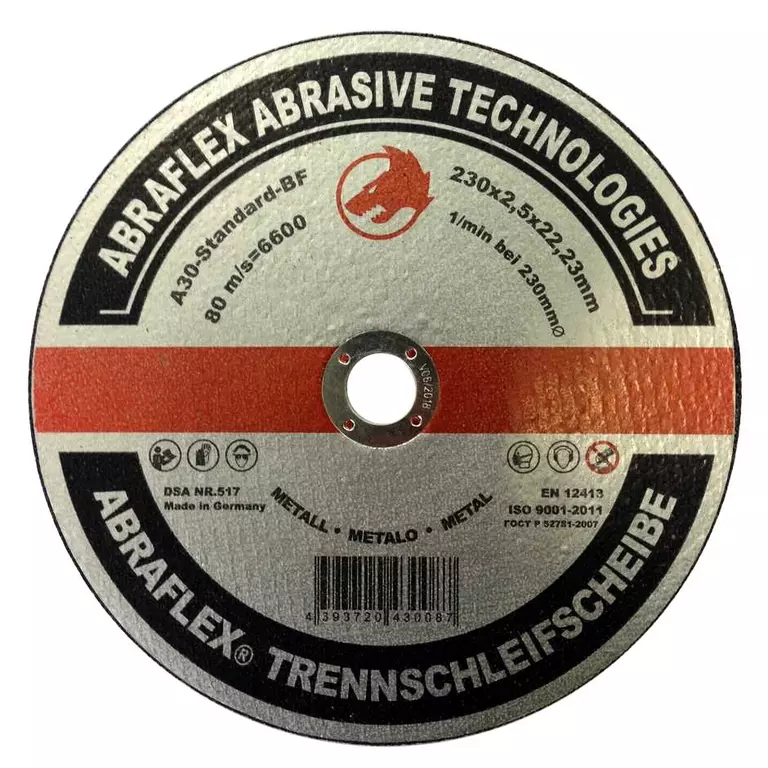 Abraflex УТ0007282 Круг отрезной 230x2,5x22,23 A30 S-BF41 металл