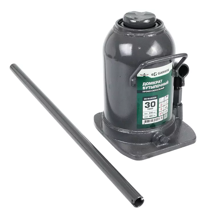 GARWIN GE-WJ030A Домкрат бутылочный профессиональный г/п 30 т, 245-485 мм GARWIN GE-WJ030A Домкрат бутылочный профессиональный г/п 30 т, 245-485 мм