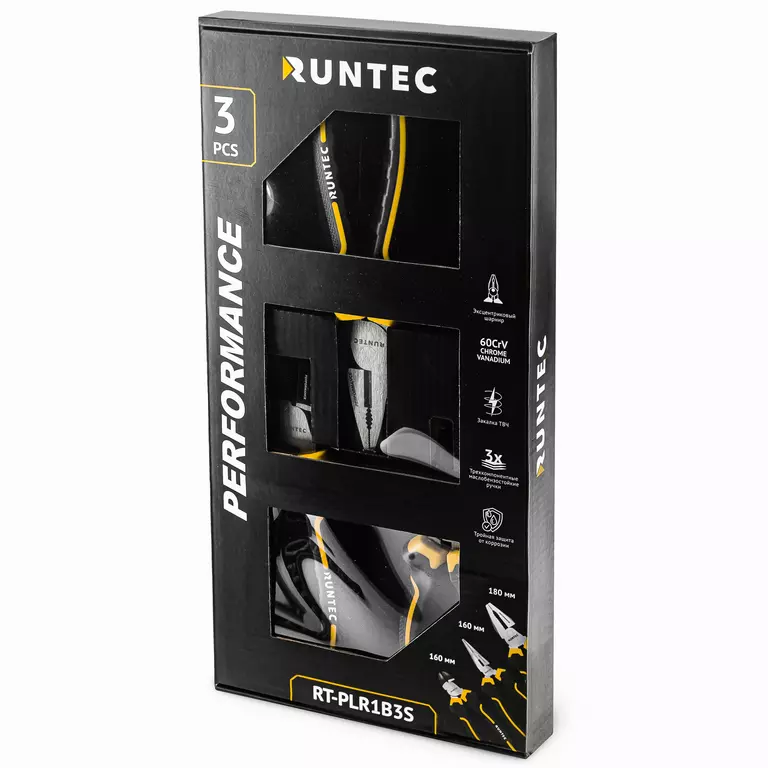 Набор шарнирно-губцевого инструмента RUNTEC, 3 предмета