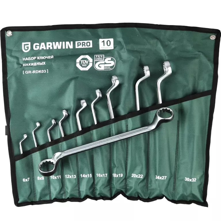 GARWIN GR-RDK03 Набор ключей накидных 75° 10 предметов 6х7-30х32 мм GARWIN GR-RDK03 Набор ключей накидных 75° 10 предметов 6х7-30х32 мм