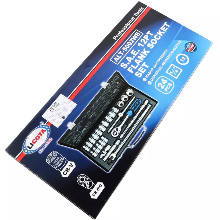 Licota ALT-5002WS Набор торцевых головок 1/2", 12гр., 5/16 - 1-1/4", 24пр.