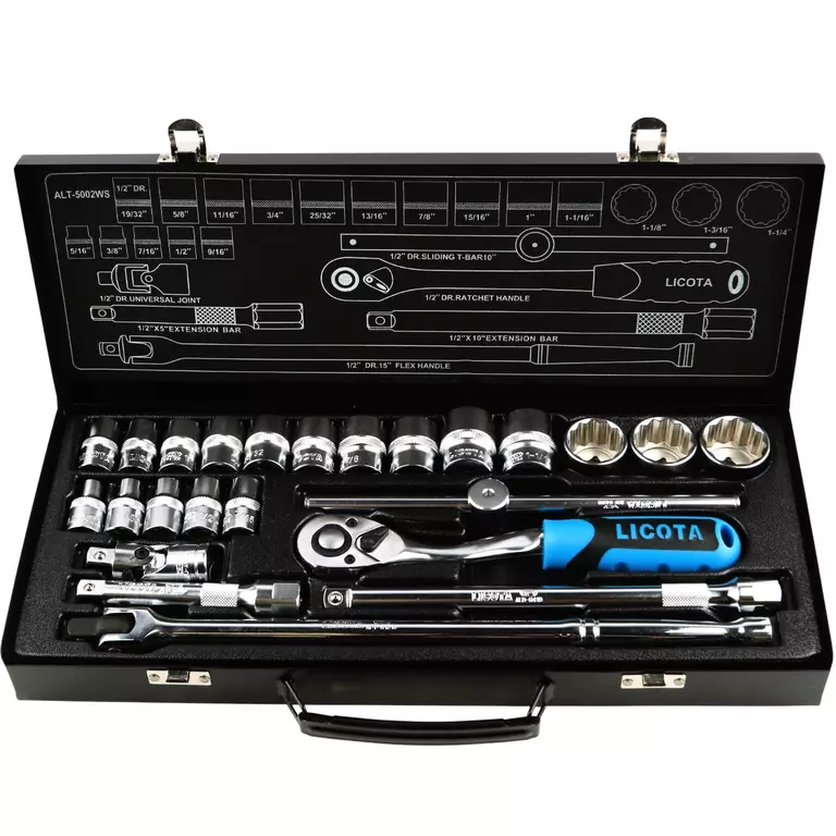 Licota ALT-5002WS Набор торцевых головок 1/2", 12гр., 5/16 - 1-1/4", 24пр.