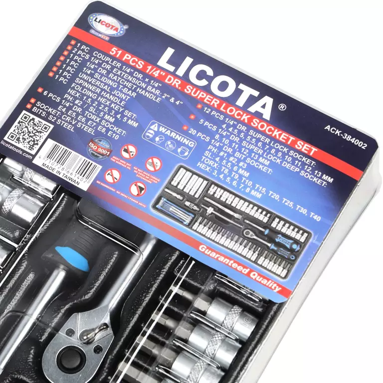Licota ACK-384002 Набор торцевых головок 1/4" в ложементе, 51 пр.