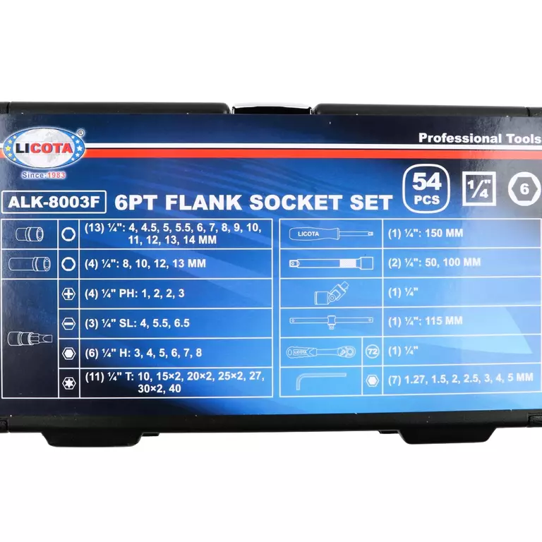 Licota ALK-8003F Набор торцевых головок 1/4" 6гр. 54пр.