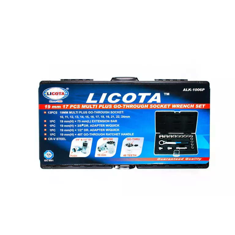 Licota ALK-1006P Набор торцевых головок проходных с аксессуарами 19 мм 17пр.
